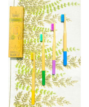 Eco-Friendly Plastic-Free Bamboo Toothbrushes 4-Pack | Sustainable Oral Care - Buy Online on GoSupps.com