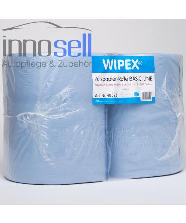Wipex 48523 Cleaning paper blue 3-ply low-lint 38x36 2 rolls
