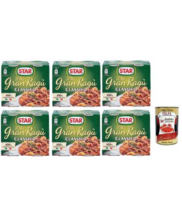 Italian Gourmet E.R. My Gran Rag Star Classico Lot de 6 sauces tomate 2 x 180 g de sauce tomate + Italian Gourmet Polpa 400 g