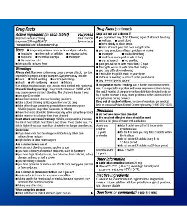 Amazon Basic Care Naproxen Sodium Tablets 220 mg - 90 Count - Headache Pain Relief - Buy Online on GoSupps.com