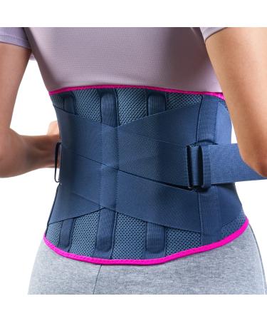 FREETOO Back Brace for Women Men Lower Back Pain Relief with 5 Anatomical Stays, Knitted Back Support Belt for heavy lifting, Durable Lumbar Support Brace for Sciatica Herniated Disc L(Waist size:41"-51") Blue