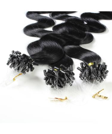 hair2heart Microring Extensions Human Hair Wavy - 50 strands 0.5g 60cm 2/0 black 60cm 50 strands #1 Black - Buy Online on GoSupps.com