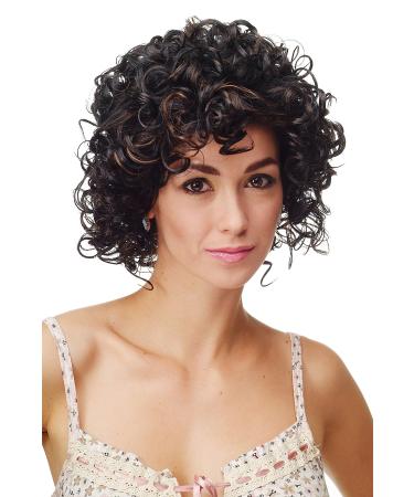 Wig Me Up - DW1066-1BH30 women's wig wig strong voluminous curly curly curly curly curly curls afro style black & brown highlights highlights