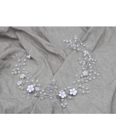 Kercisbeauty Headband with White Flowers & Pearls - Elegant Silver Hair Accessory for Women | International Shipping Available - Buy Online on GoSupps.com