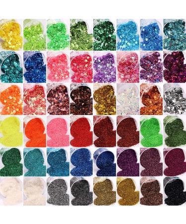 48 Boxes Glitter Set - Fine & Chunky Glitter Sequins for Nail Art, Makeup & Festival Halloween - Buy Online on GoSupps.com