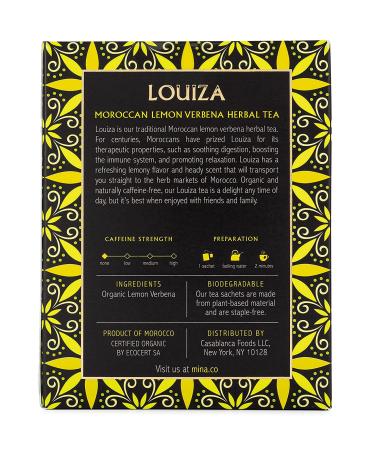 Organic Moroccan Lemon Verbena Herbal Tea Bags - 15 Biodegradable Sachets | Mina Louiza - Buy Online on GoSupps.com