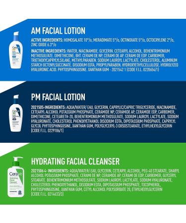 CeraVe AM & PM Face Moisturizer with SPF + Hydrating Face Wash Set | Travel Size Skin Care Routine for Morning & Night | 3oz Lotion + 3oz Lotion + 3oz Cleanser - Buy Online on GoSupps.com