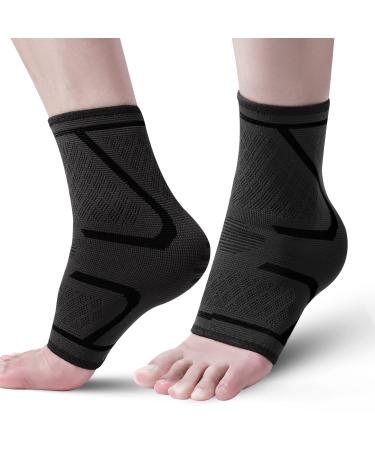 Achiou Ankle Brace for Women & Men  Ankle Compression Sleeve & Ankle Support Socks (Pair) for Plantar Fasciitis  Arch Support  Sprained Ankle  Achilles Tendonitis  Heel Spurs  Joint Pain Medium Black