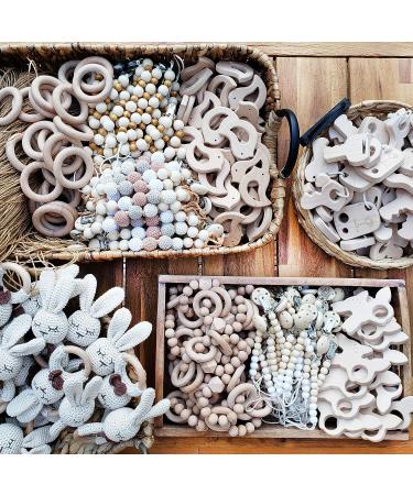 Crochet Teddy Bear Teether Rattle on Wooden Teething Ring - Forest Friends Amigurumi Baby Toy - Newborn Photography Prop - Buy Online on GoSupps.com