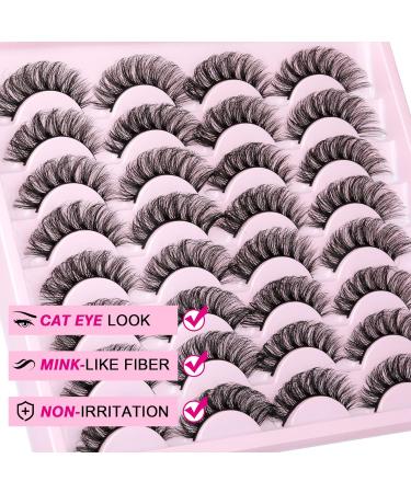 Yawamica Cat Eye 16MM Wispy False Eyelashes - Natural Fluffy D Curl Extension Look - 16 Pairs Pack - Buy Online on GoSupps.com