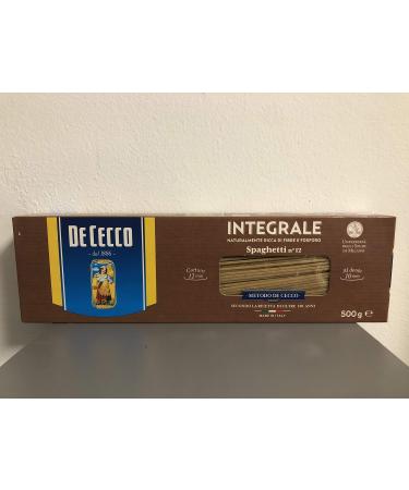 De Cecco 20x De Cecco Pasta Integrali Spaghetti No. 12 Italian Whole Grain Pasta 500g