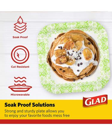 Glad Tabletop Square Disposable Paper Plates - 50 Count Pack | Soak Proof, Cut Proof, Microwaveable Heavy Duty Plates for All Occasions - Buy Online on GoSupps.com