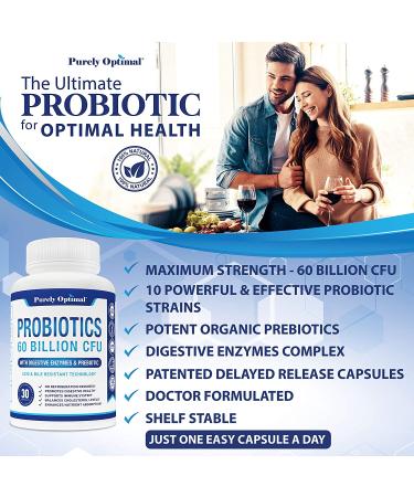 PURELY OPTIMAL Premium Probiotics 60 Billion CFU - 30 Capsules for Digestive Health - Buy Online on GoSupps.com
