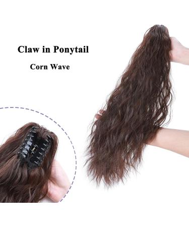 24 Inch Claw On Ponytail Extensions Soft Curly Ponytail Hair Extension Corn Wave Tails Hairpieces Synthetic For Women Ladies Medium Brown - Buy Online on GoSupps.com