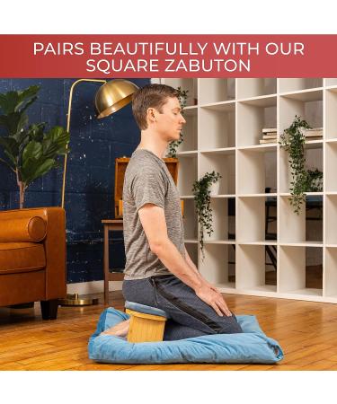 Florensi Bamboo Meditation Bench with Cushion - Foldable & Ergonomic Stool for Comfortable Meditation - Sage Green - Buy Online on GoSupps.com