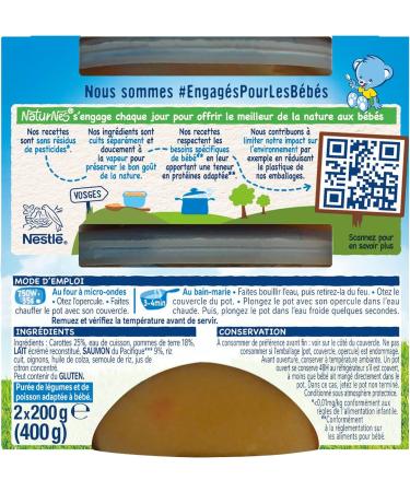 Nestl Naturnes Les S lections Small Baby Pots Sweetness of Carrots Salmon - From 6 Months - 2x200g - Buy Online on GoSupps.com