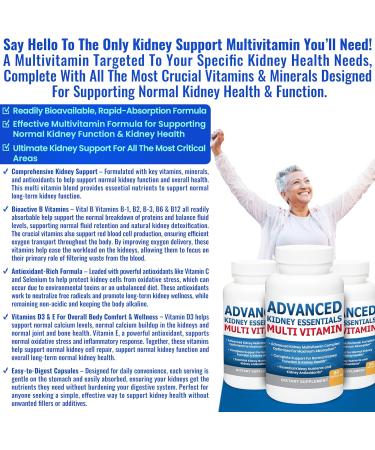 Advanced Kidney Essentials Multivitamin. Kidney Support Supplement for Complete Kidney Health. Kidney Health Supplement with Renal Vitamins 90 Caps 90 Count (Pack of 1) - Buy Online on GoSupps.com
