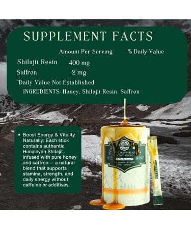 Himalayan Shilajit Sticks with Natural Honey & Saffron | 30 Sachets | 75%+ Fulvic Acid 85+ Trace Minerals | Energy & Vitality Booster for Men & Women | Easy to Consume Immunity & Stamina Support - Buy Online on GoSupps.com