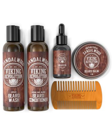 Ultimate Beard Care Conditioner Kit - Beard Grooming Kit for Men Softens  Smoothes and Soothes Beard Itch- Contains Beard Wash & Conditioner  Beard Oil  Beard Balm and Beard Comb- Sandalwood Scent