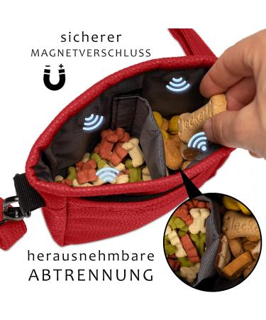 Ostfriesenpfoten Frieda Dog Treats Bag - High-Quality Synthetic Leather Red Size M Easy Open Lock - Ideal for Dog Walks & Outdoor Use - Buy Online on GoSupps.com