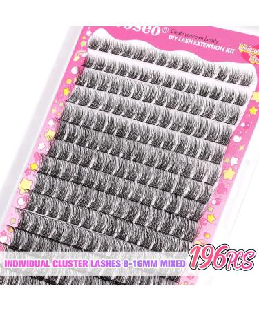 wiwoseo Russian Cluster Lashes Kit Lash Individual Cluster Eyelash Extensions D Curl Cluster Lashes Glue Bond and Seal Natural Lash Extension Kit for Beginners DIY at Home(0.07d 8-16MM) M-cluster lashes kit 8-16MM - Buy Online on GoSupps.com