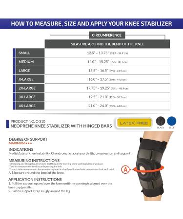 Buy OTC Knee Stabilizer with Hinged Bars - Neoprene Blue 4X-Large | Affordable International Shipping - Buy Online on GoSupps.com