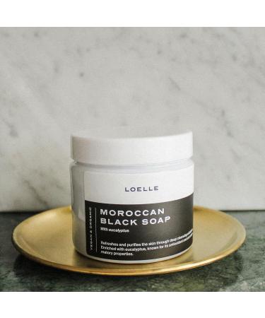 Loelle - 100% Organic Moroccan Black Soap - Made with Natural Ingredients - Black Hammam Exfoliating Body Scrub - Exfoliating Shower Gel (200g) - Buy Online on GoSupps.com