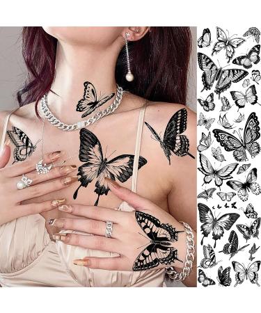 COKTAK 6 Sheets Large Black Butterfly Temporary Tattoos for Women and Girls - Sexy and Realistic 3D Fake Tattoos - Buy Online on GoSupps.com