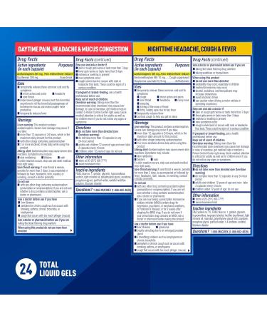 Mucinex Rapid Clear Maximum Strength Day & Night Cold and Flu Medicine for Adults Over-The-Counter Medication for Headache Relief Mucus Congestion & Cough Rapid Release Liquid Gels 24 Count 24 Count (Pack of 1) Day & N  - Buy Online on GoSupps.com