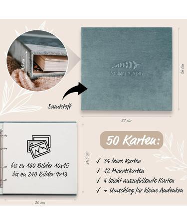Velvet Baby Photo Album with 34 Milestone Cards | Perfect Gift for Birth Baby Showers & Pregnancy Scrapbooking - Buy Online on GoSupps.com