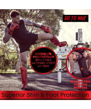 WARLORD PRO Muay Thai Shin Guards for Men - Small Red | MMA Kickboxing Gear - Buy Online on GoSupps.com