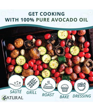Zatural 100% Pure Virgin Avocado Oil - Cold Pressed, Non-GMO, Vegan - 32oz for Cooking, Frying, Baking, Sauces, Dressings - 1 Pack - Buy Online on GoSupps.com