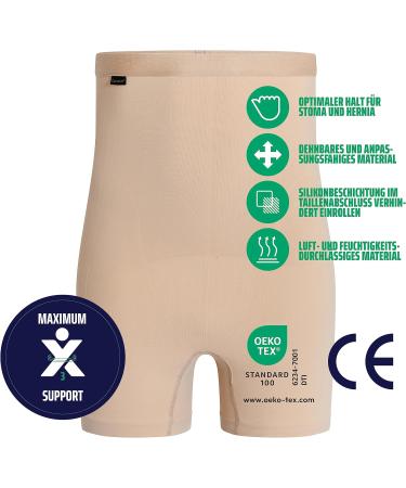 Corsinel Support Linen High Men's Boxer Shorts for Stoma & Hernia | Maximum Support Underpants | Suitable for Umbilical Scar & Inguinal Hernia | Reliable Protection & Hold | 2XL Beige - Buy Online on GoSupps.com