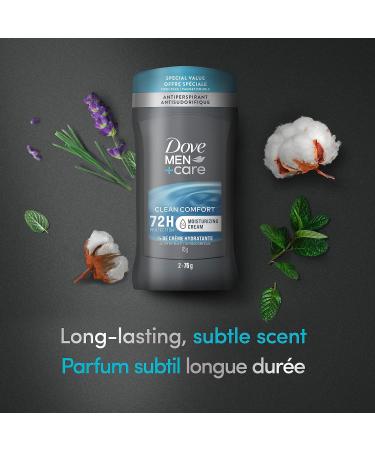 Dove Men + Care Clean Comfort 72H Antiperspirant Deodorant Stick for men with 1/4 Moisturizing Cream and Vitamin E and a Non-Irritant Formula 76 g 2 pack - Buy Online on GoSupps.com