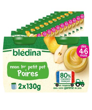 Blédina My 1st Little Baby Pot, From 4/6 Months, Pears, 24 x 130 g (Pack of 12 x 2)