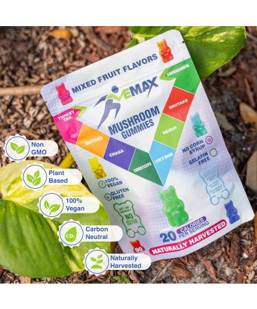 Ashwagandha and Lions Mane Mushroom Gummies for Adults - Organic - Reishi Maitake Chaga Cordyceps Shiitake Turkey Tail - Immune Support Memory Focus and Energy -Vegan Mushroom Supplement Gummy - Buy Online on GoSupps.com