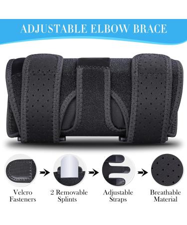 Niceuare Adjustable Elbow Brace with 2 Removable Metal Splints - Pain Relief for Tendonitis Cubital Tunnel Syndrome & Ulnar Nerve Entrapment for Men & Women - Buy Online on GoSupps.com