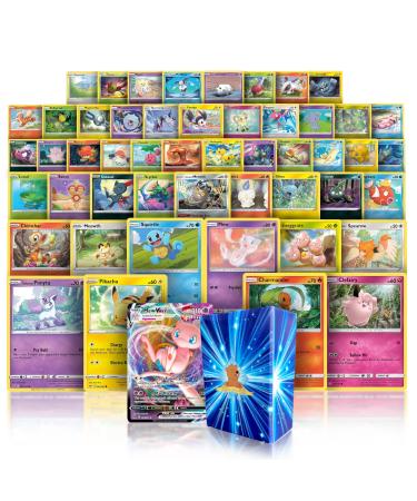 Golden Groundhog TCG Deck Box Bundled with 50 Assorted Pokemon Cards (Mew Limited Edition Bundle - Rares - Foils - Legendary Mew Card in Every Pack)