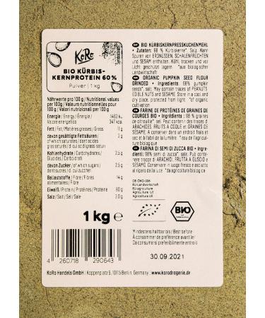 KoRo - Pumpkin seed protein (60%) organic 1 kg - Buy Online on GoSupps.com