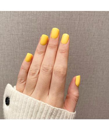 Shop Novo Ovo Short Corner Oval Press On Fake Nails - Light Yellow Monochrome Artificial Fingernails - Perfect for Easy Application with Glue - Buy Online on GoSupps.com