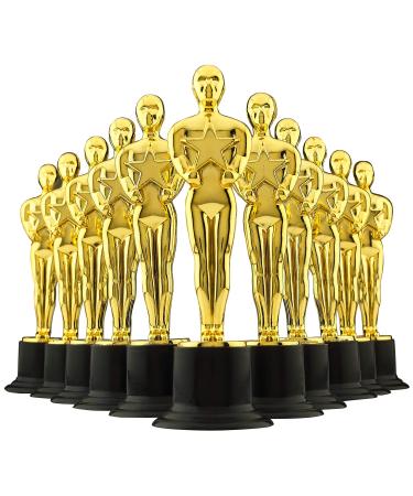 Bedwina 6" Gold Award Trophies - Pack of 12 Bulk Golden Statues Party Award Trophy, Party Decorations and Appreciation Gifts
