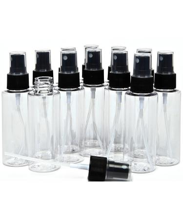 Vivaplex 12 Clear 2 oz Plastic Bottles with Black Fine Mist Sprayers