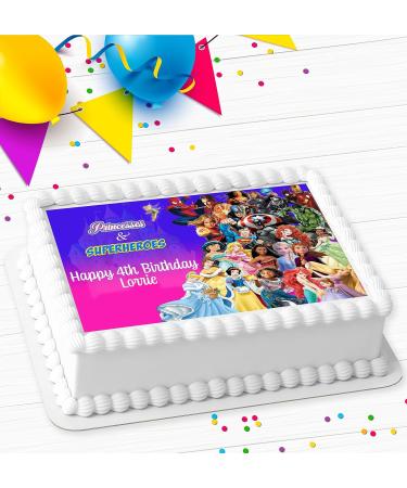 PRINCESS & SUPERHEROES PERSONALISED EDIBLE ICING COSTCO CAKE TOPPER R3-39 - Buy Online on GoSupps.com