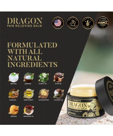 Dragon Balm 2.0oz - Xtra Strength Muscle & Joint Relief | Fast Absorbing Natural Ingredients for Back Elbows Feet Hands Hips Legs & Neck - Buy Online on GoSupps.com