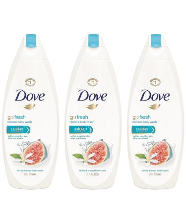 Dove Body Wash - Go Fresh - Restore - With Blue Fig & Orange Blossom Scent - Net Wt. 22 FL OZ (650 mL) Per Bottle - Pack of 3 Bottles