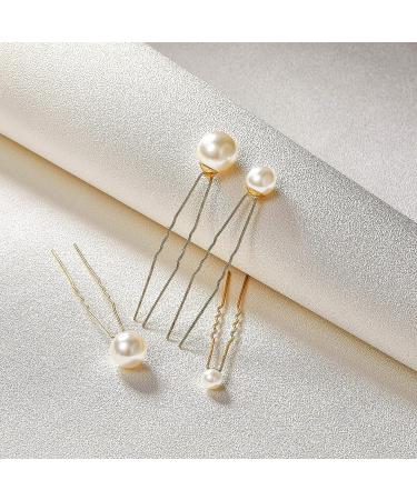 Sweetv 18Pcs Pearl Wedding Hair Pins Set - Bridal Hair Accessories for Brides in Gold - Buy Online on GoSupps.com
