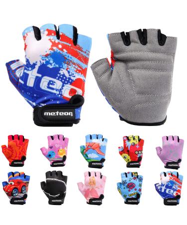 Meteor children bike gloves bike gel bmx gloves boy bike gloves girl cycling gloves- hiking cycling gloves children women bike gloves men jr m/ handwide- 7-7.5cm blue
