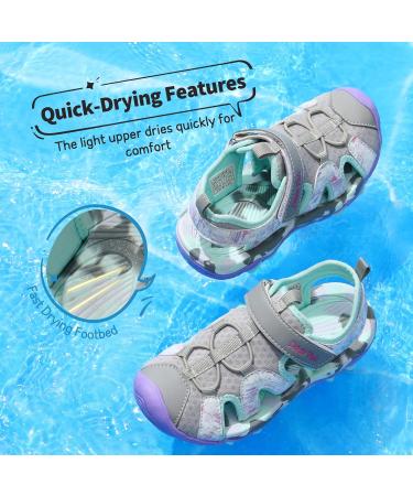 DREAM PAIRS Kids Sandals - Boys & Girls Outdoor Summer Sport Velcro Shoes - Light Grey Purple - 33 EU - Buy Online on GoSupps.com