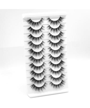6D Fluffy False Eyelashes - 10 Pairs Natural Cat-Eye Faux Mink Lashes | Thick Soft & Reusable | New Makeup by Happy Heartbeat (ID9) - Buy Online on GoSupps.com