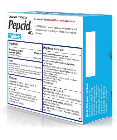 Pepcid AC Original Strength 10mg Famotidine - Heartburn Prevention & Relief - 30 ct - Buy Online on GoSupps.com
